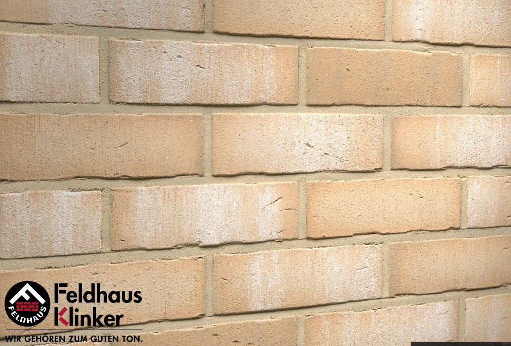 Фасадная плитка ручной формовки Feldhaus Klinker R730 vascu crema bora NF14, 240*14*71 мм